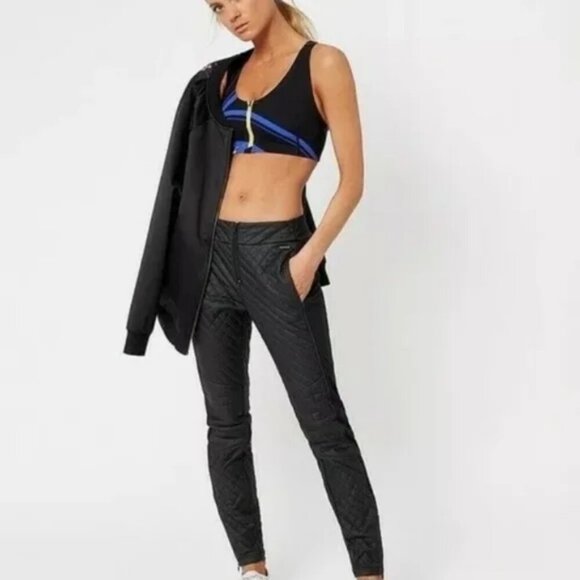 Sweaty Betty womens black Arctic Luxe Quilted Pants front zip warm size small - Picture 1 of 12
